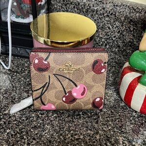 Coach Brown Wallet with Cherry Design